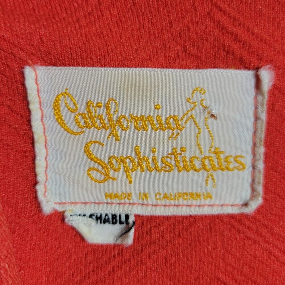 Vintage 70s California Sophoticates Orange Double Knit Polyester MCM Dress - Picture 6 of 6